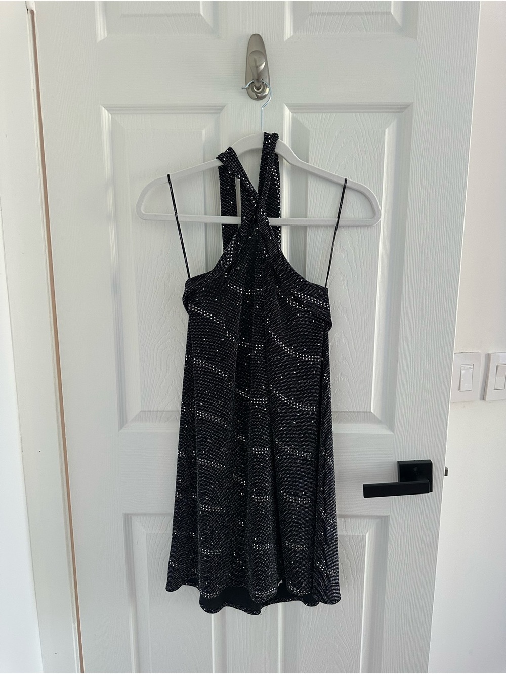 Zara Black Sparkle Halter Mini Dress